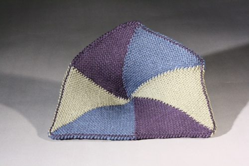 a blue, purple, and white large weaving